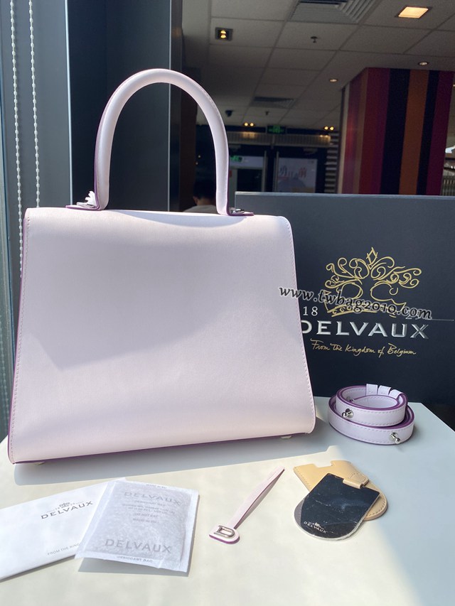 Delvaux全新系列brilliant box皮淡紫色搭配小牛皮德爾沃專櫃女士手提肩背包 bxs1080